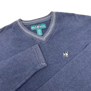 BIG DOGS Vintage Men's Blue Ribbed V-Neck Pullover Long Sleeve Thermal Medium‎